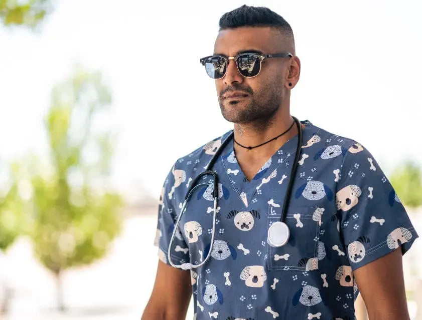 Softies Unisex Dog & Bone Scrubs Top DNBT01 Simply Scrubs Australia