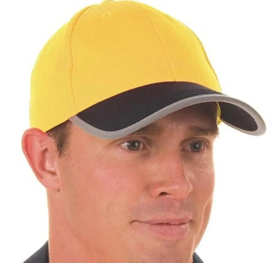 Dnc Workwear Hi-vis 2 Tone Cap With Reflective Trim & Velcro Strap - H022 Metro Workwear.
