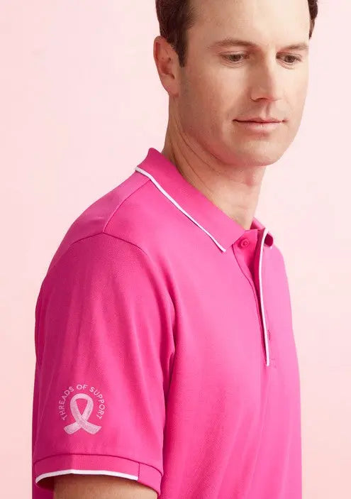 Biz Care Men's Pink Short Sleeve Polo Shirt CST313MS Metro Workwear.