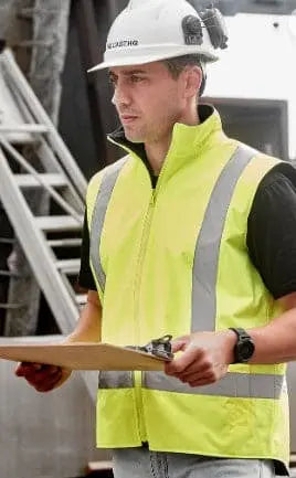 SYZMIK Unisex Hi Vis Waterproof Reversible Vest ZV228 Metro Workwear.