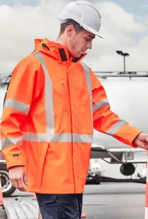 SYZMIK Men's Hi Vis X Back Heavy Duty Waterproof Jacket ZJ620 Metro Workwear.