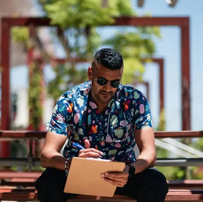 Softies Unisex Cheeky Squirrel Printed Scrubs Top CQOT01 Simply Scrubs Australia