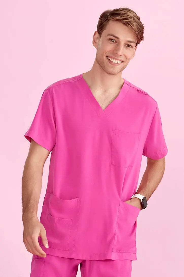 Biz Care Hot Pink Unisex Scrub Top CST250US Metro Workwear.