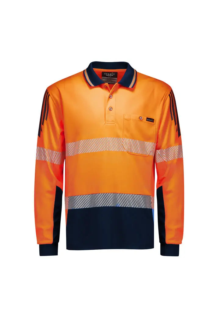 SYZMIK Unisex Hi Vis Segmented Tape Flux Long Sleeve Polo ZH550