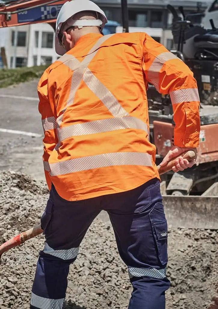 SYZMIK Men's Hi Vis X Back NSW Rail Segmented Tape ZW692 Metro Workwear.