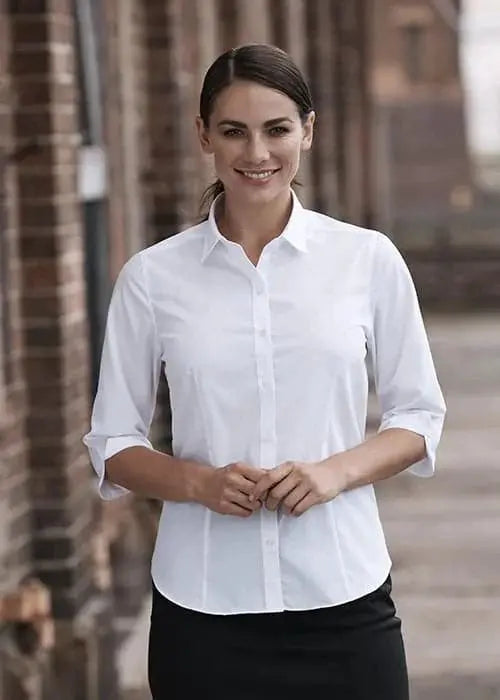Aussie Pacific Ladies Kingswood 3/4 Sleeve Shirt 2910t Metro Workwear.