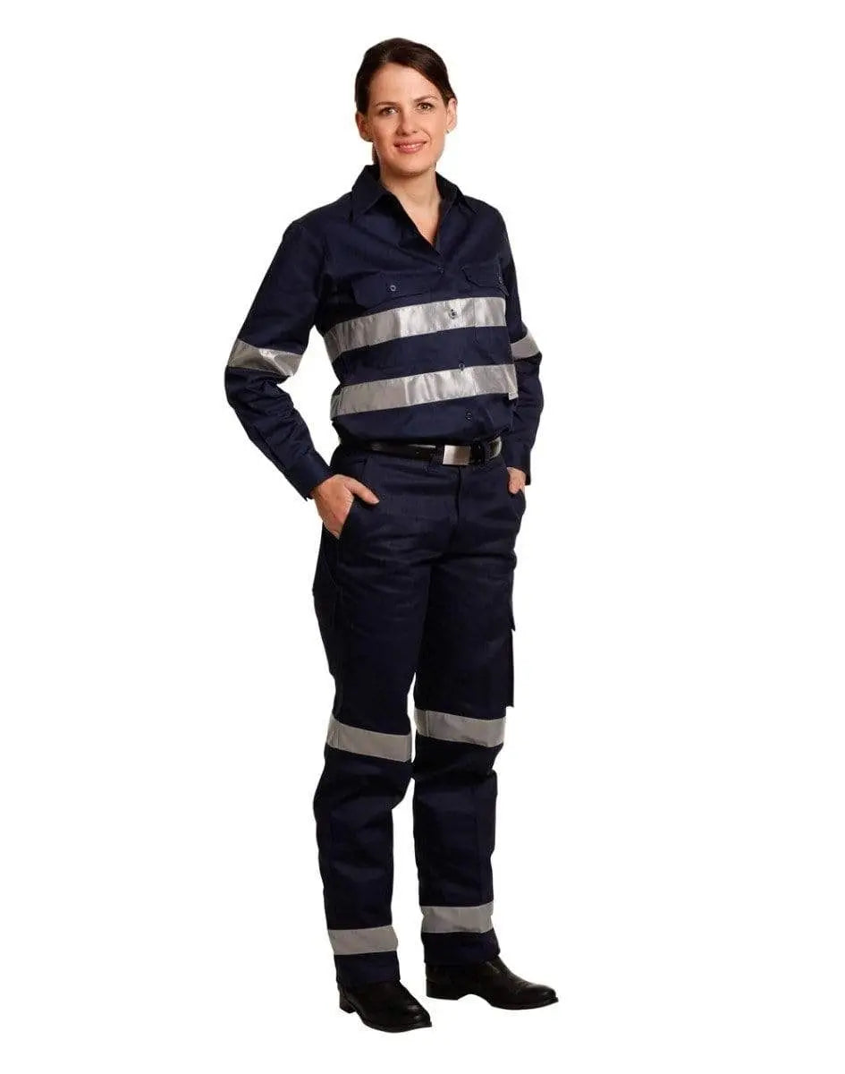Ladies' Heavy Cotton Drill Cargo Pants With 3m Tapes WP15HV Metro Workwear.