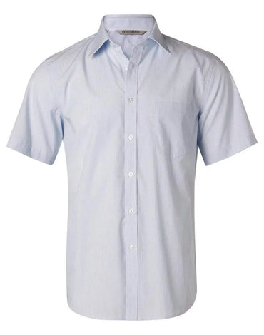 BENCHMARK Men's Fine Stripe Short Sleeve Shirt M7211 Metro Workwear.