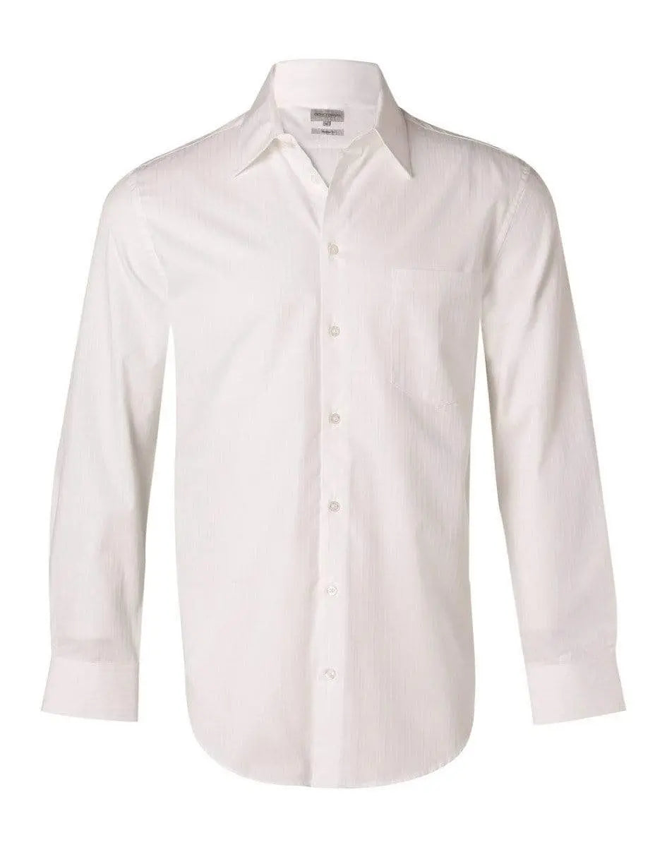 BENCHMARK Men's Self Stripe Long Sleeve Shirt M7100L Metro Workwear.
