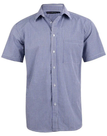 BENCHMARK Men’s Two Tone Gingham Short Sleeve Shirt M7320S Metro Workwear.