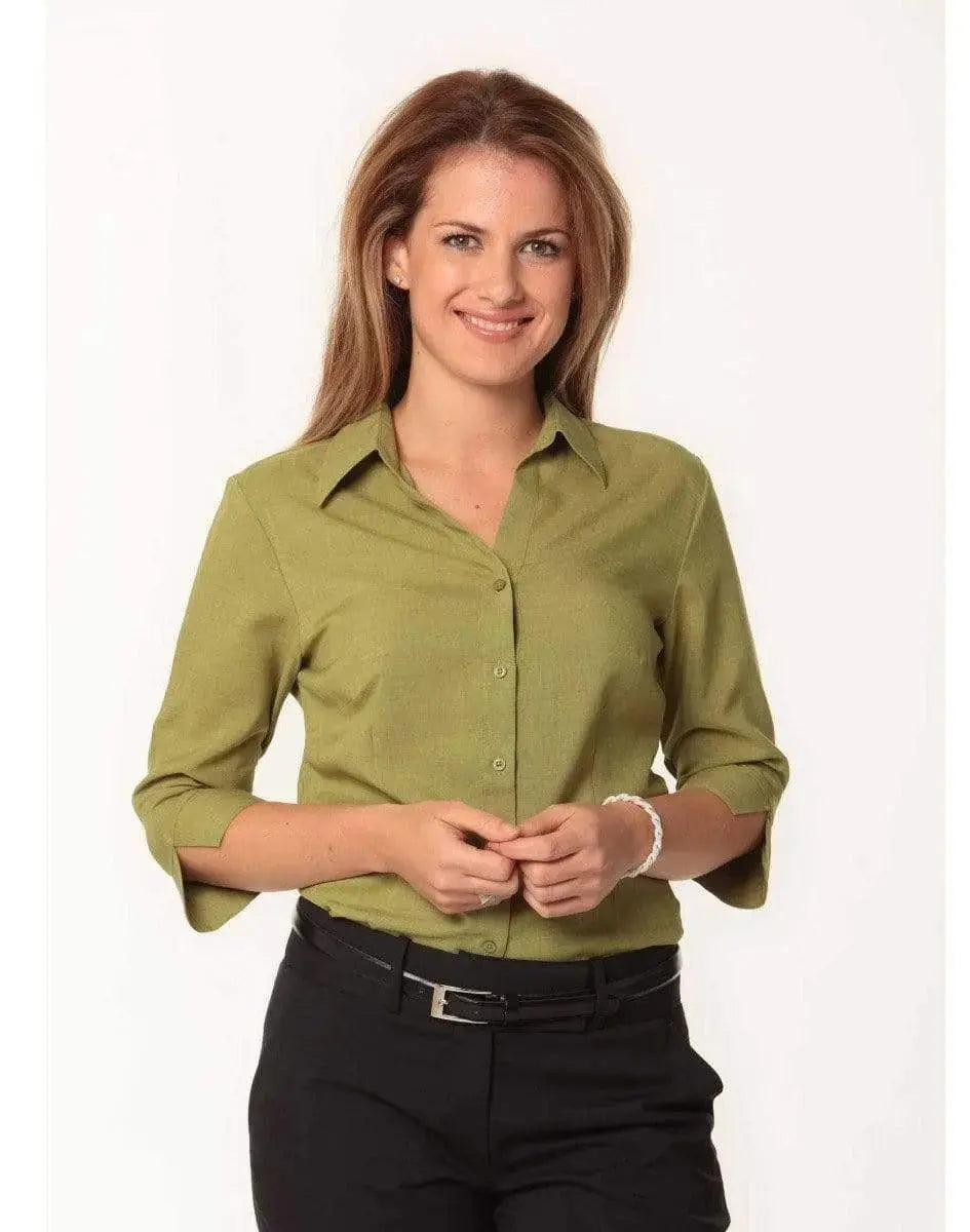 BENCHMARK Women's CoolDry 3/4 Sleeve Shirt M8600Q Corporate Wear Benchmark Avocado 6