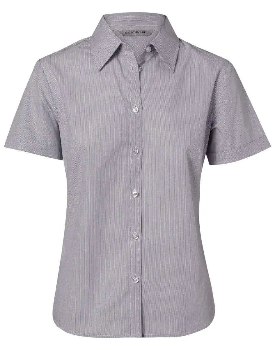 BENCHMARK Women's Fine Stripe Short Sleeve Shirt M8211 Metro Workwear.