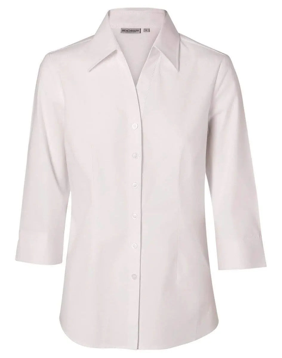 BENCHMARK Women's Fine Twill 3/4 Sleeve Shirt M8030Q Metro Workwear.