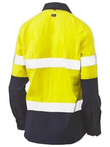 Bisley Women's Taped Hi Vis Stretch V-neck Shirt BLC6064T Metro Workwear.