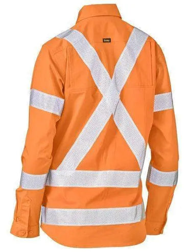 Bisley Women's Taped X Back Lightweight Hi Vis Drill Rail Shirt BL6166XT Metro Workwear.