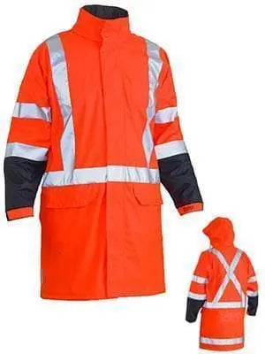 Bisley Workwear Taped Hi Vis Rain Coat X Back (Waterproof) BJ6955XT Metro Workwear.