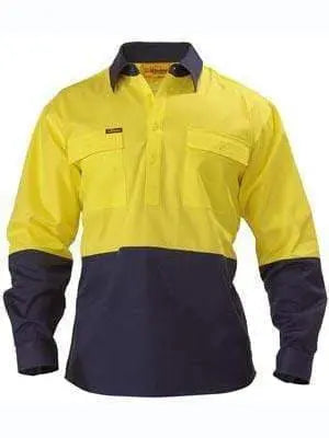 Bisley Workwear Closed Front Hi Vis Long Sleeve Cotton Drill Shirt BSC6267 Metro Workwear.