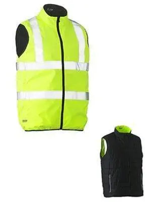Bisley Workwear Taped Hi Vis Reversible Puffer Vest (Shower Proof) BV0330HT Metro Workwear.