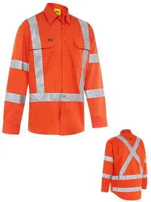 Bisley Workwear Taped X Back Biomotion Cool Lightweight Hi Vis Shirt BS6166XT Metro Workwear.