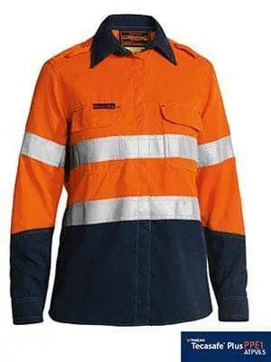 Bisley Workwear Women's Tencate Tecasafe® Plus 580 Taped Hi Vis Lightweight Fr Vented Shirt BL8098T Metro Workwear.