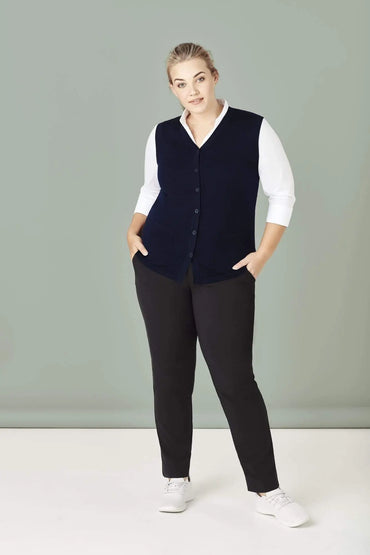 Biz Care Womens Button Front Knit Vest CK961LV Metro Workwear.
