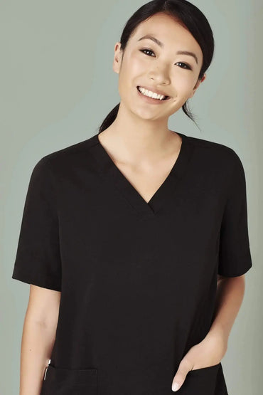 Biz Care Womens Avery Easy Fit V-Neck Medical Scrub Top CST941LS in Black