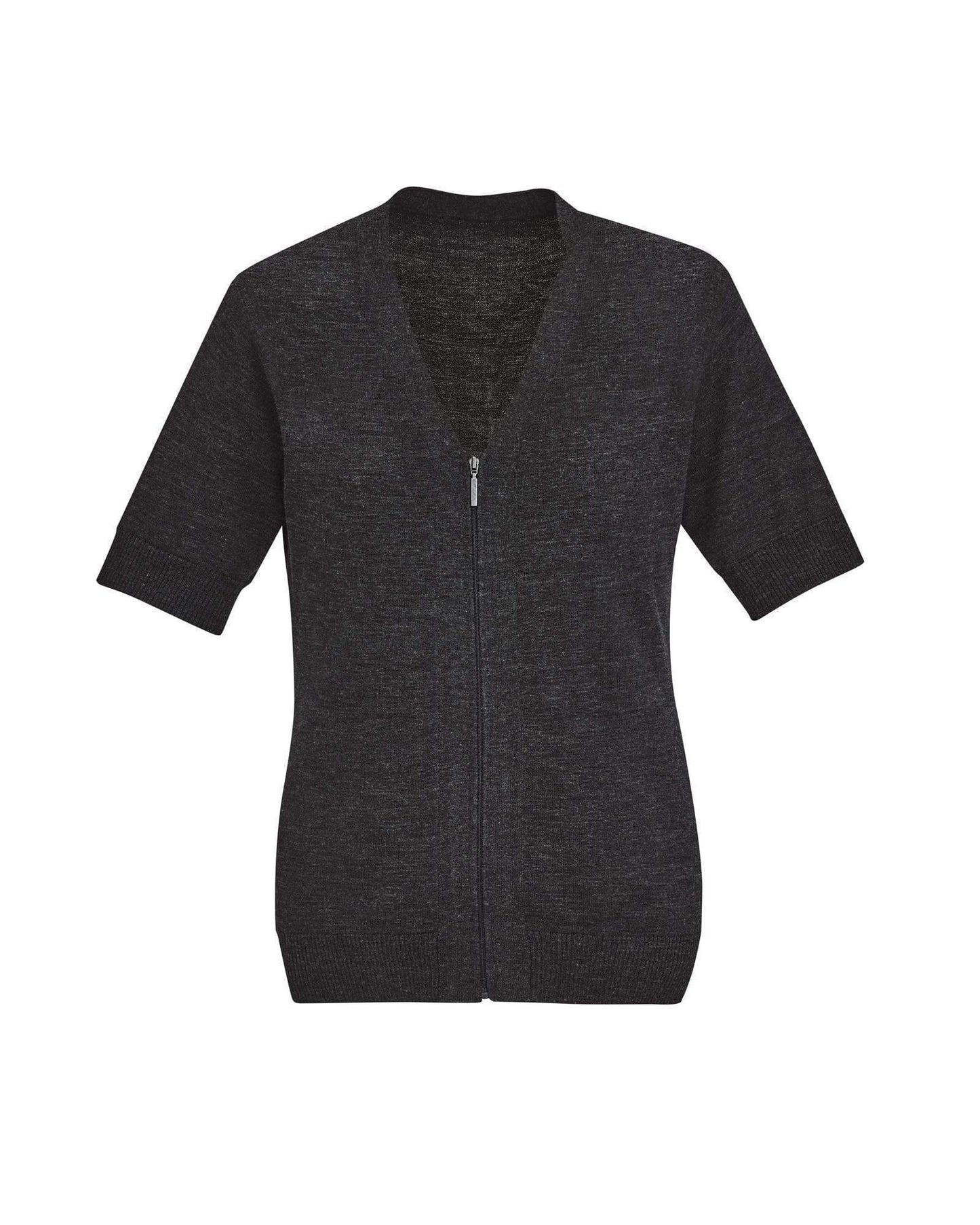Biz Care Womens Zip Front Short Sleeve Knit CK962LC Metro Workwear.