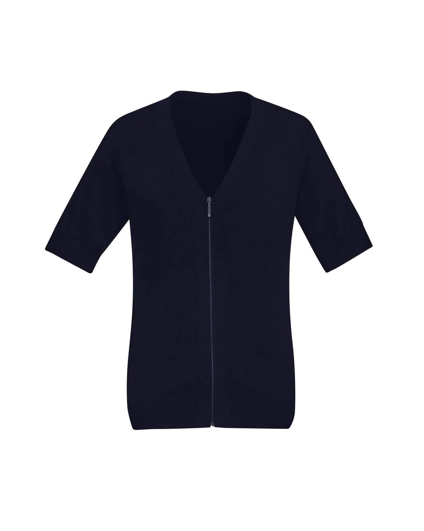 Biz Care Womens Zip Front Short Sleeve Knit CK962LC Metro Workwear.