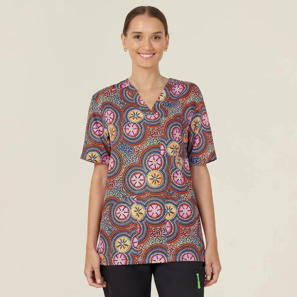NNT Bush Tucker Indigenous Printed Unisex Scrub Top CATRGJ