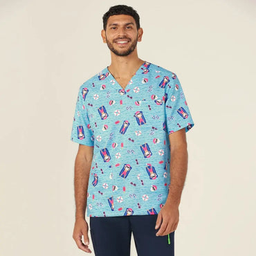 Unisex Christmas Santa Pool Party Scrub Top CATRGK Metro Workwear.