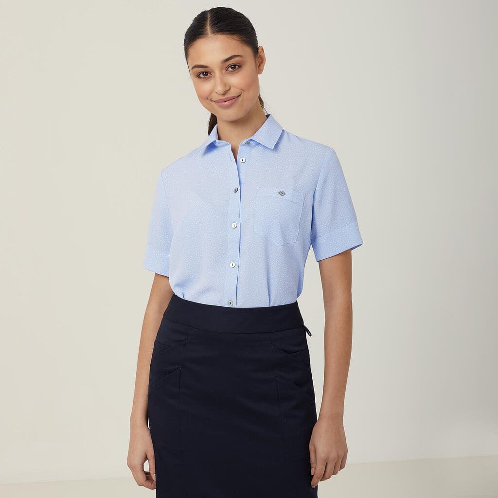 NNT Silvi Spot Print Short Sleeve Shirt CATU7H Metro Workwear.