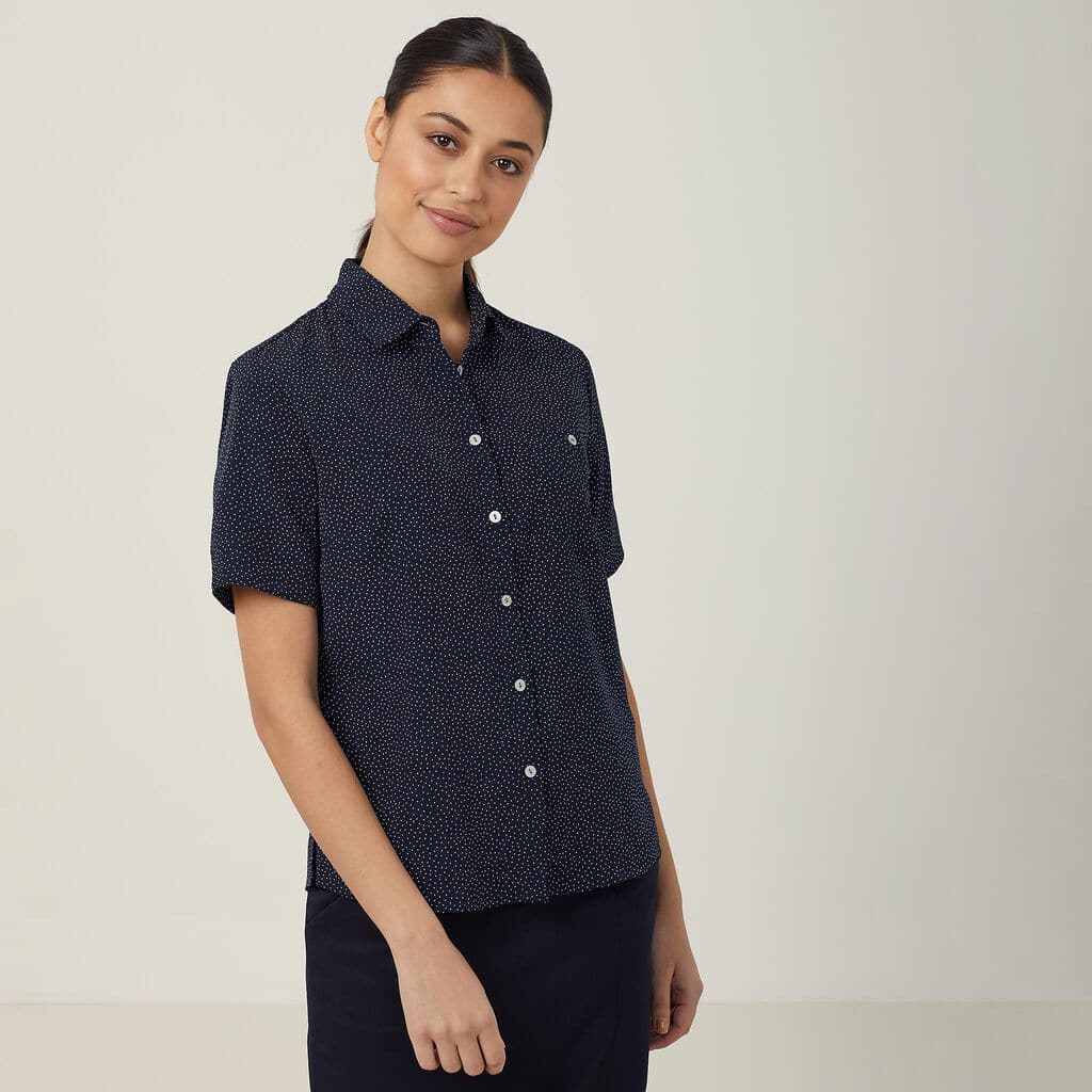 NNT Silvi Spot Print Short Sleeve Shirt CATU7H Metro Workwear.