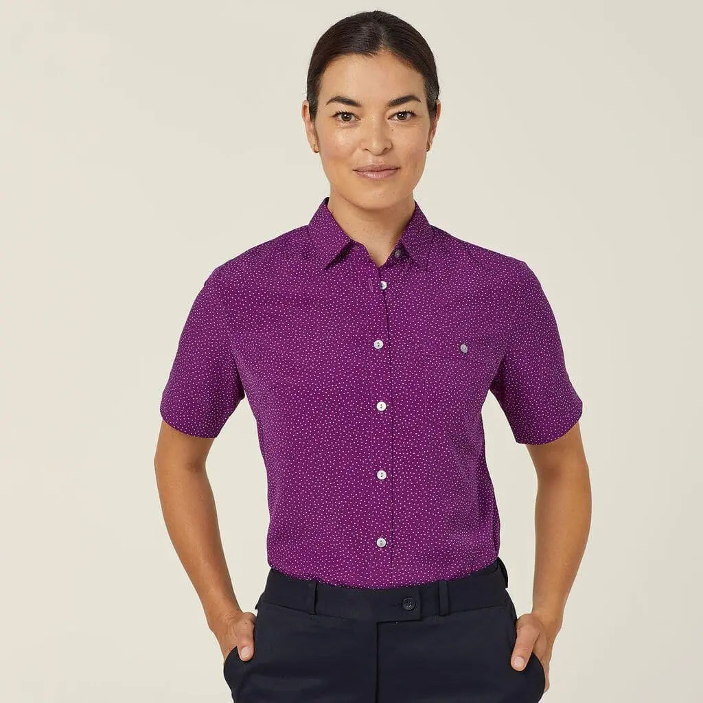 NNT Silvi Spot Print Short Sleeve Shirt CATU7H Metro Workwear.