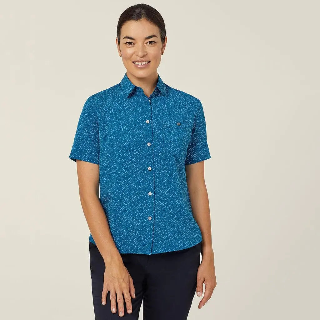 NNT Silvi Spot Print Short Sleeve Shirt CATU7H Metro Workwear.