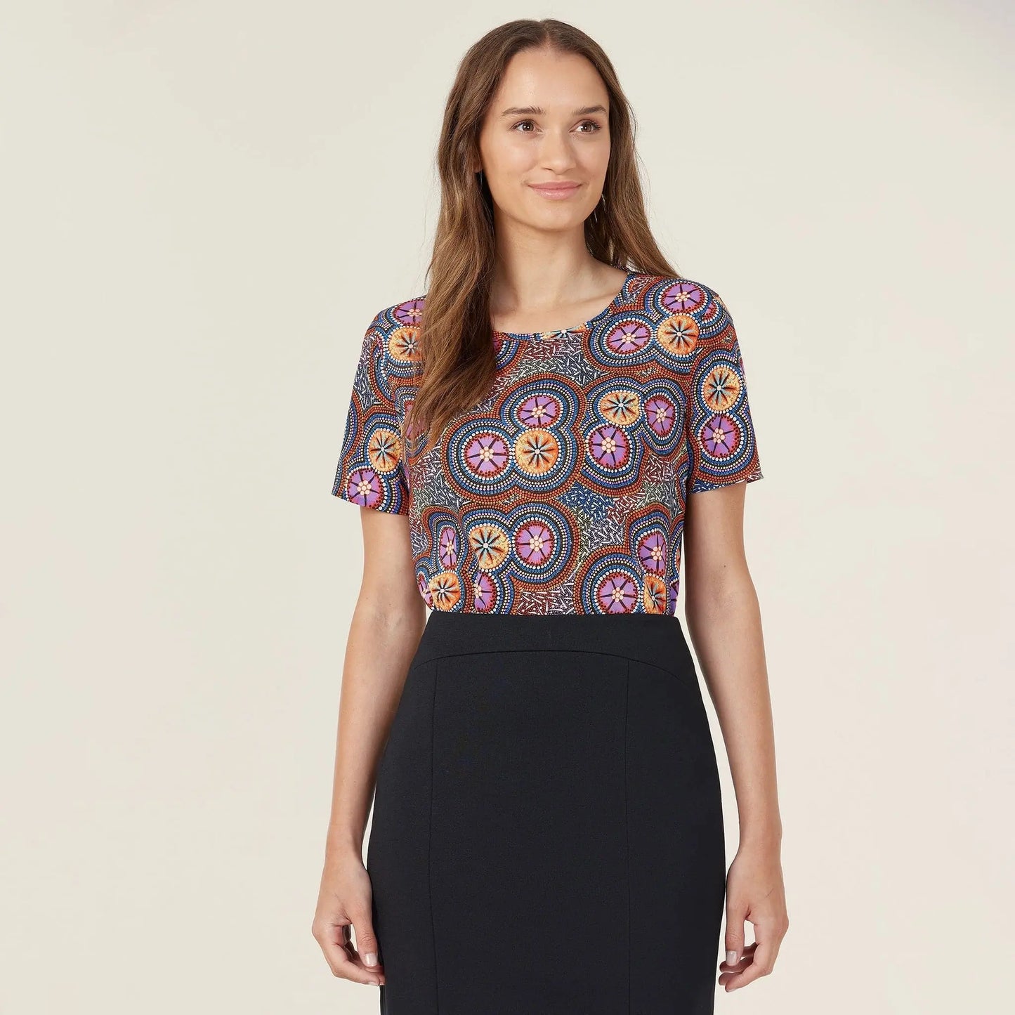 NNT Bush Tucker Indigenous Print Blouse CATUSV Metro Workwear.