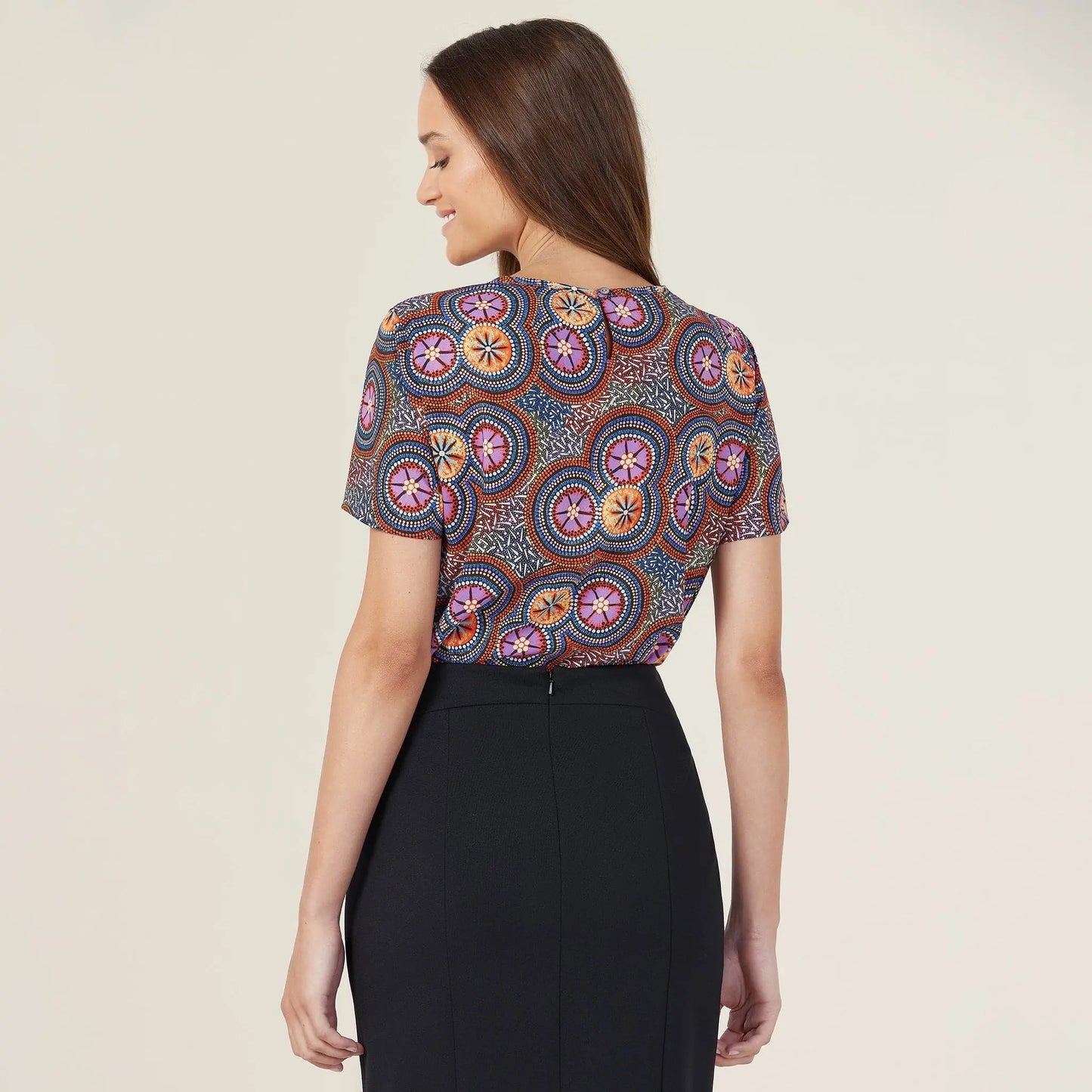 NNT Bush Tucker Indigenous Print Blouse CATUSV Metro Workwear.