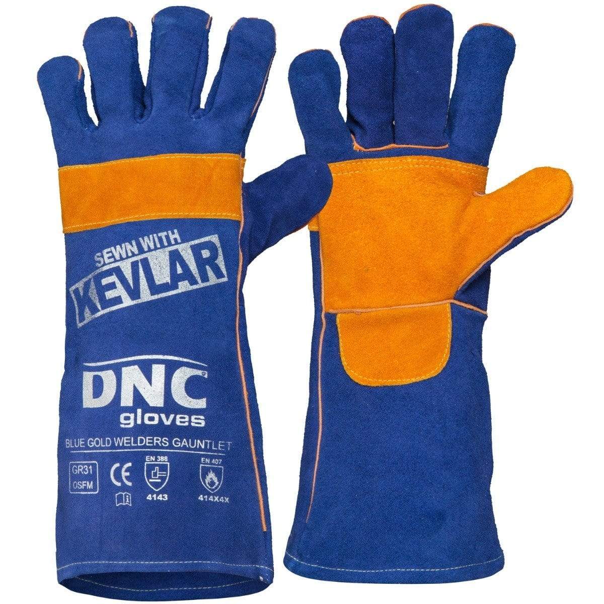 Dnc Workwear Blue Gold Welders Gauntlet - GR31