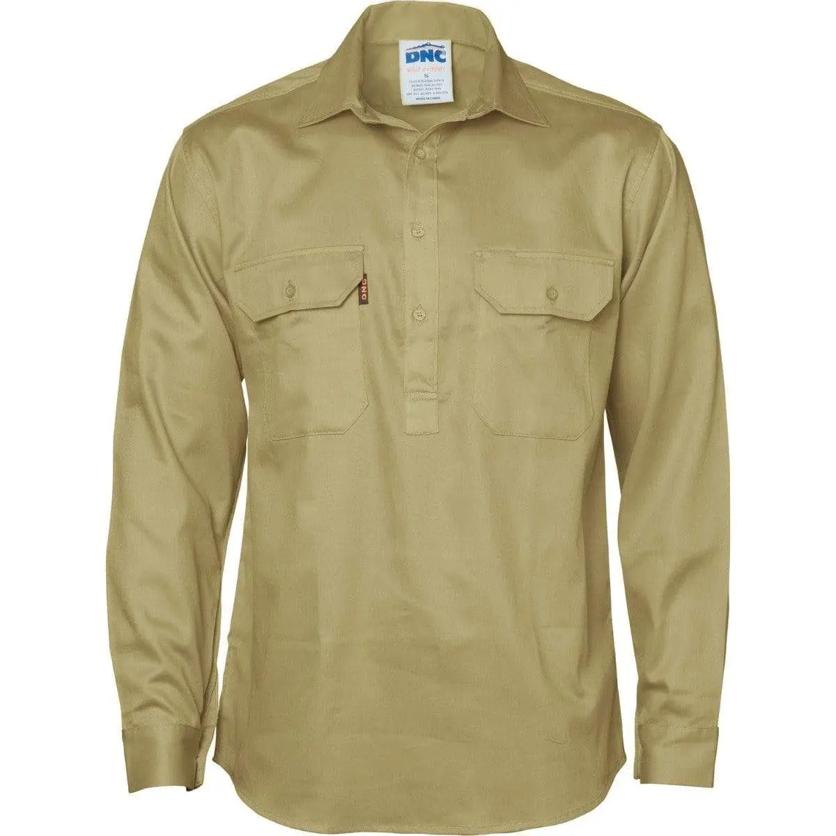 Dnc Workwear 190 Gsm Cotton Drill Closed Front Long Sleeve Work Shirt - 3204 Metro Workwear.