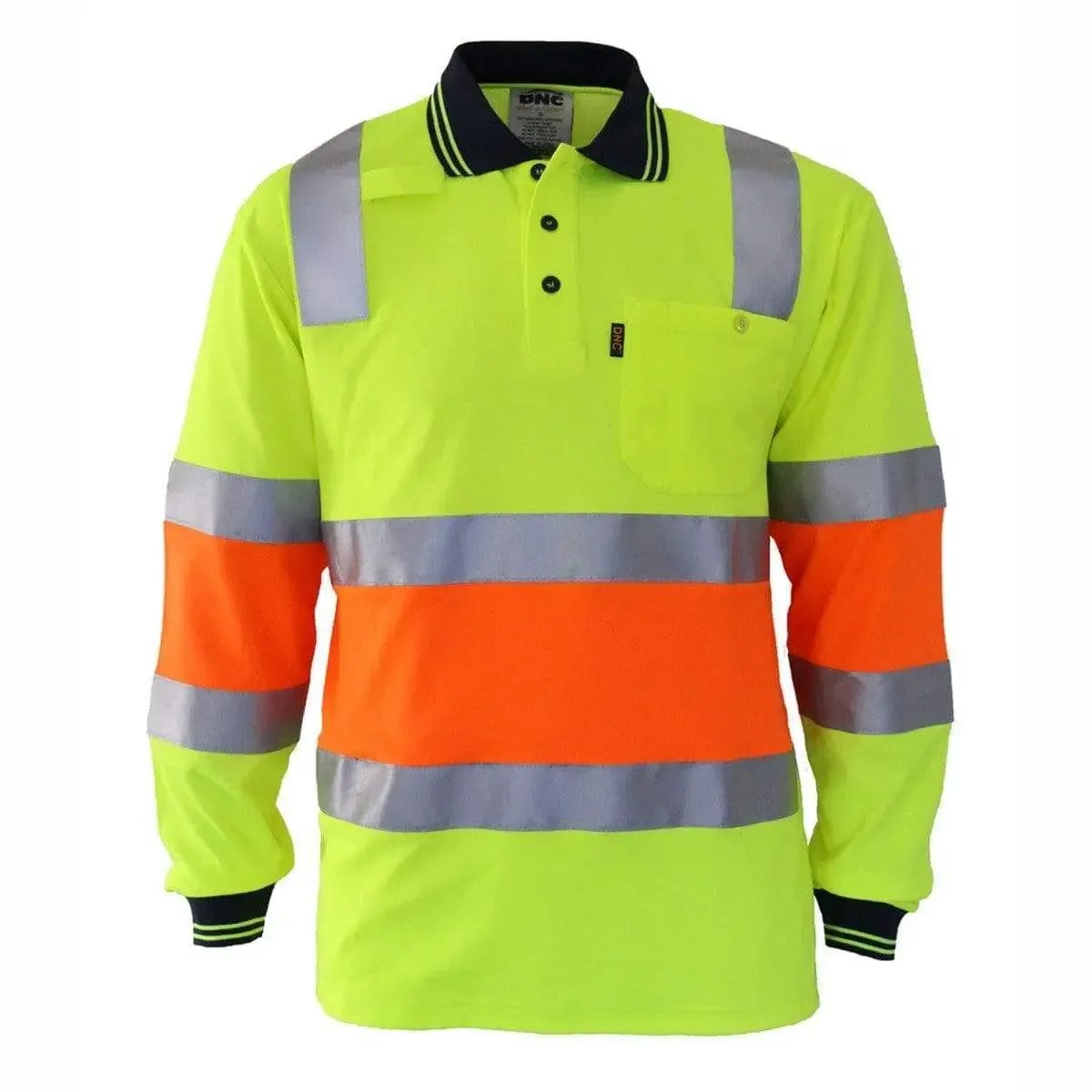 Dnc Workwear Long Sleeve 2-tone Cotton Back Bio-motion Taped Polo - 3819