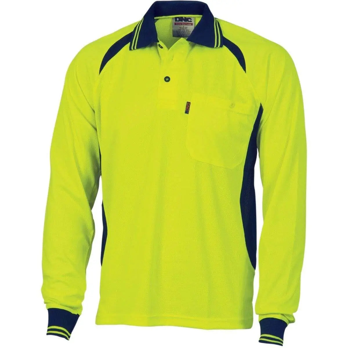 Dnc Workwear Cool-breeze Contrast Mesh Long Sleeve Polo - 3902 Metro Workwear.