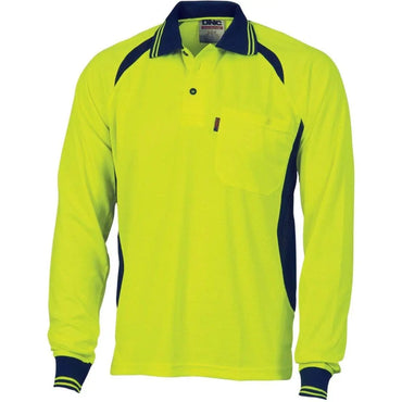 Dnc Workwear Cool-breeze Contrast Mesh Long Sleeve Polo - 3902 Metro Workwear.