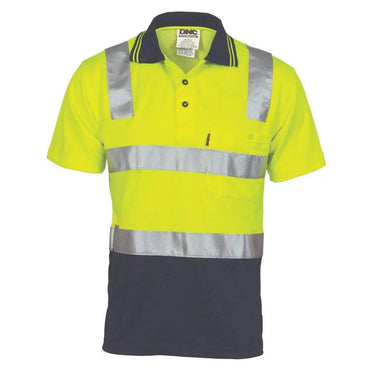 Dnc Workwear Cotton Back Hi-vis Two-tone Short Sleeve Polo Shirt With Csr Reflective Tape - 3817 Metro Workwear.