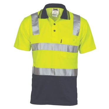 Dnc Workwear Cotton Back Hi-vis Two-tone Short Sleeve Polo Shirt With Csr Reflective Tape - 3817