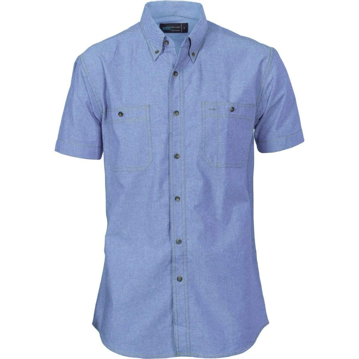 Dnc Workwear Short Sleeve Cotton Chambray Twin Pocket Short Sleeve Shirt - 4101