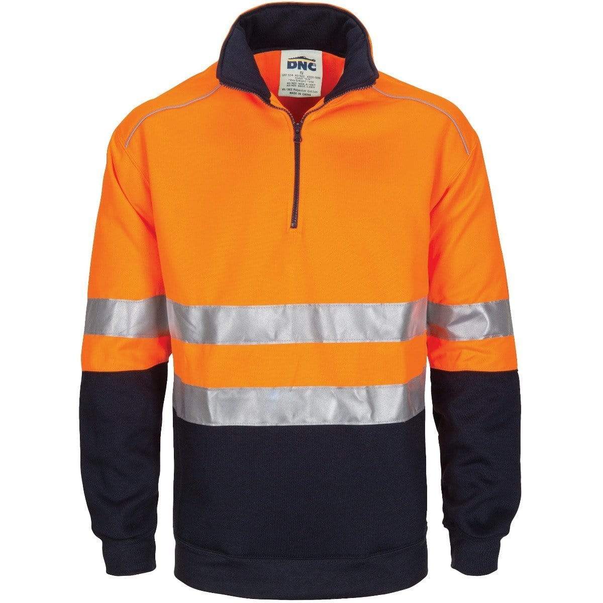 Dnc Workwear Hi-vis 1/2 Zip Fleecy With Hoop Pattern Csr Reflective Tape - 3729