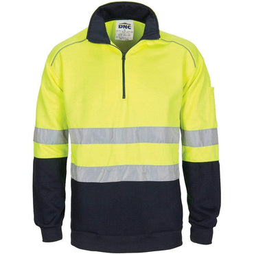 Dnc Workwear Hi-vis 1/2 Zip Fleecy With Hoop Pattern Csr Reflective Tape - 3729 Metro Workwear.