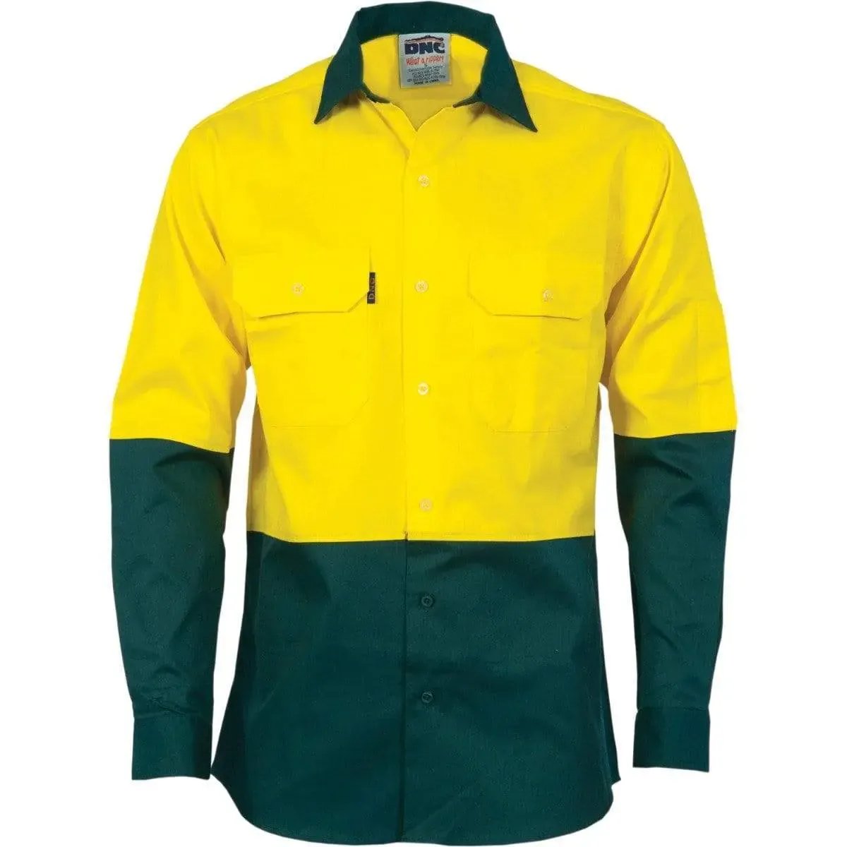 Dnc Workwear Hi-vis 2 Tone Cool-breeze Long Sleeve Cotton Shirt - 3840