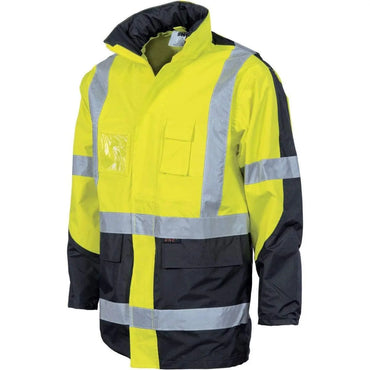 Dnc Workwear Hi-vis 2 Tone Cross Back D/n 2-in-1 Contrast Rain Jacket - 3993 Metro Workwear.