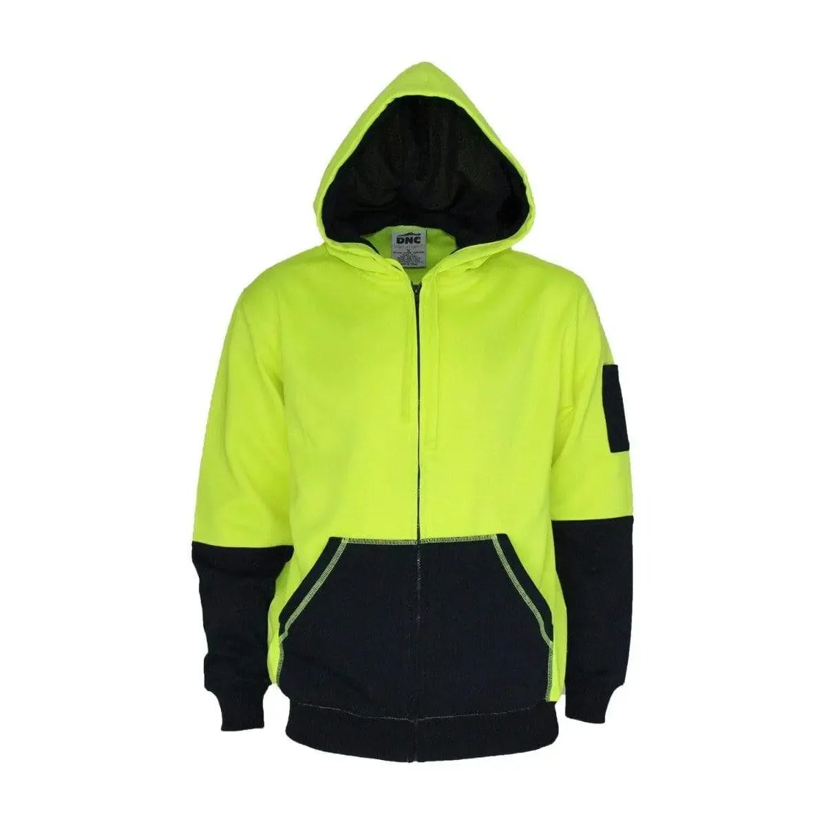 Dnc Workwear Hi-vis 2-tone Full Zip Super Fleecy Hoodie - 3722