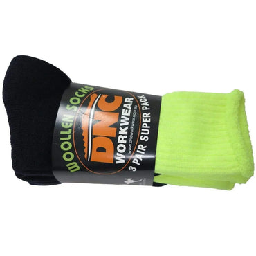 Dnc Workwear Hi-vis 2 Tone Woollen Socks - 3 Pair Pack - S105 Metro Workwear.